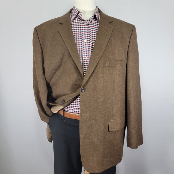 Pronto Uomo Couture Men's Sport Coat Blazer Two Button Brown‎ Lambswool 52R